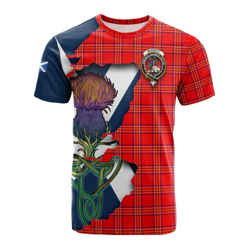 Burnett Tartan Family Crest Cotton T-shirt Scottish Thistle Celtic Inspired