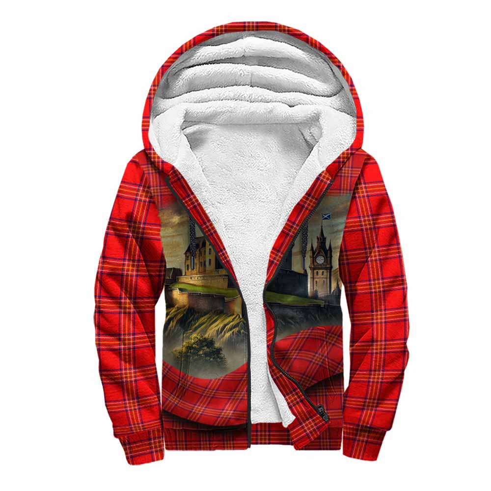 Tartan Vibes Clothing Burnett Tartan Family Crest Sherpa Hoodie with Scottish Ancient Castle Style