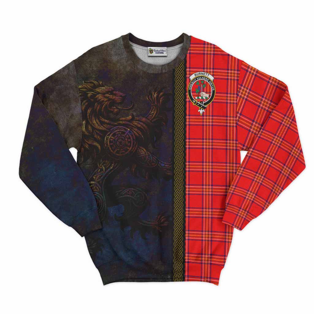 Tartan Vibes Clothing Burnett Tartan Family Crest Sweatshirt Alba Gu Brath Be Brave Lion Ancient Style