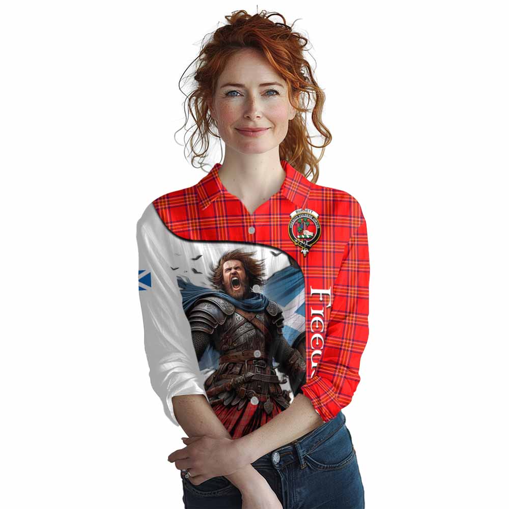 Tartan Vibes Clothing Burnett Crest Tartan Women's Casual Shirt Inspired by the Freedom of Scottish Warrior