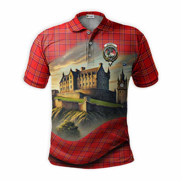 Burnett Tartan Family Crest Polo Shirt with Scottish Ancient Castle Style