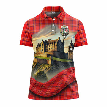 Tartan Vibes Clothing Burnett Tartan Family Crest Women's Polo Shirt with Scottish Ancient Castle Stype