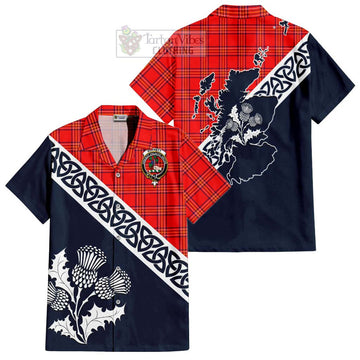 Burnett Tartan Hawaiian Shirt Featuring Thistle and Scotland Map