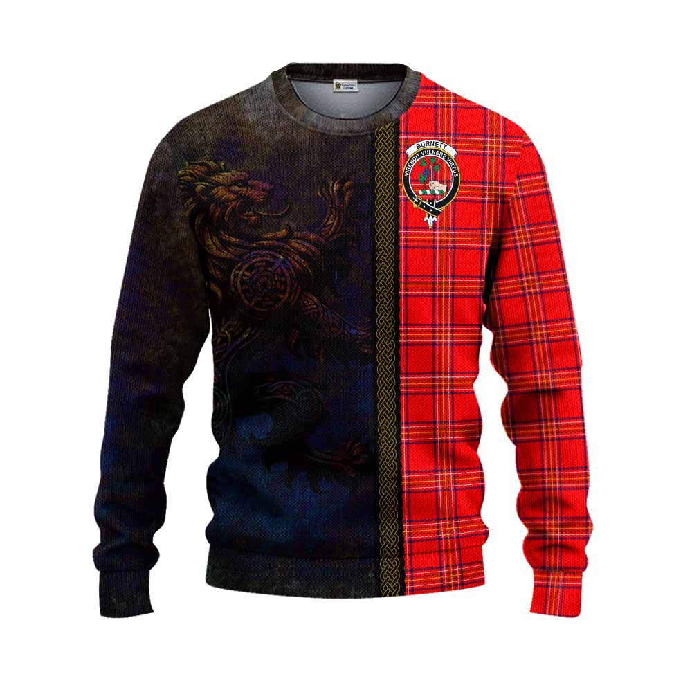 Tartan Vibes Clothing Burnett Tartan Family Crest Knitted Sweater Alba Gu Brath Be Brave Lion Ancient Style