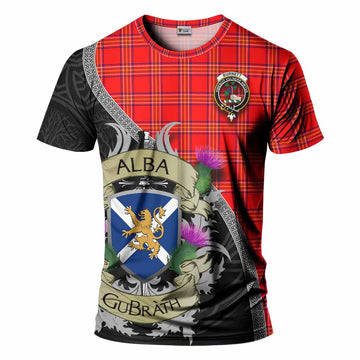 Burnett Tartan Family Crest T-Shirt Lion Rampant Royal Thistle Shield Celtic Inspired