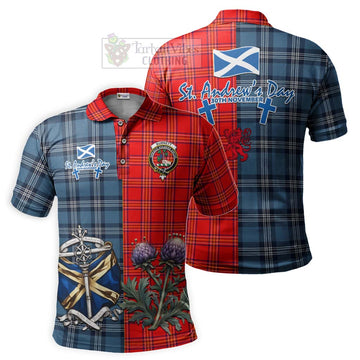 Burnett Tartan Polo Shirt Happy St. Andrew's Day Half Tartan Style