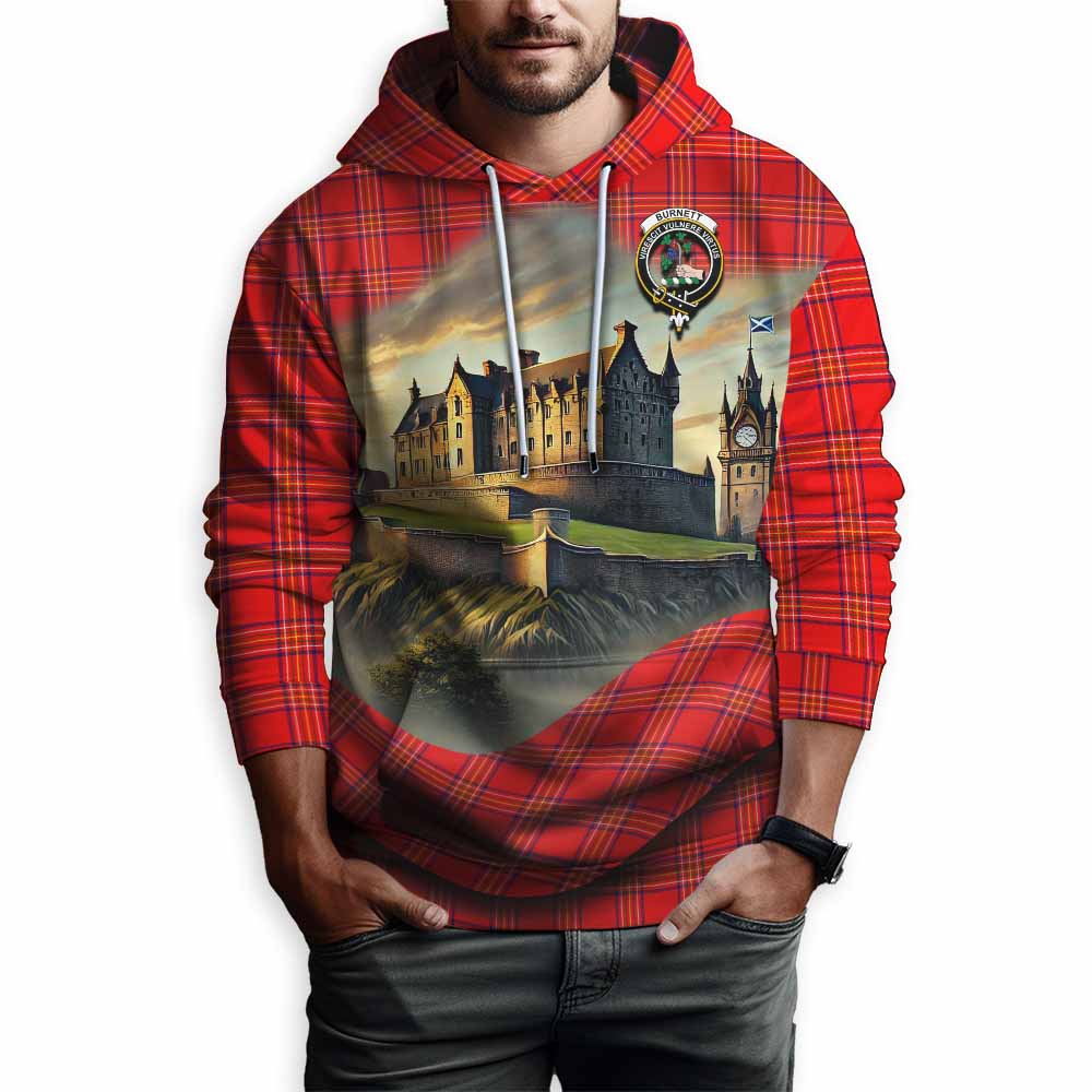 Tartan Vibes Clothing Burnett Tartan Family Crest Hoodie with Scottish Ancient Castle Style