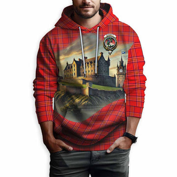 Tartan Vibes Clothing Burnett Tartan Family Crest Hoodie with Scottish Ancient Castle Style