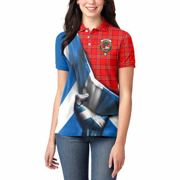 Tartan Vibes Clothing Burnett Tartan Women's Polo Shirt with Family Crest Scotland Patriotic Style