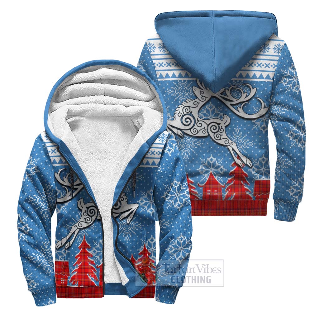 Burnett Clan Christmas Sherpa Hoodie Celtic Reindeer Style Unisex S - Tartan Vibes Clothing
