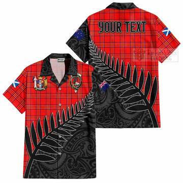 Burnett Crest Tartan Hawaiian Shirt with New Zealand Silver Fern Half Style