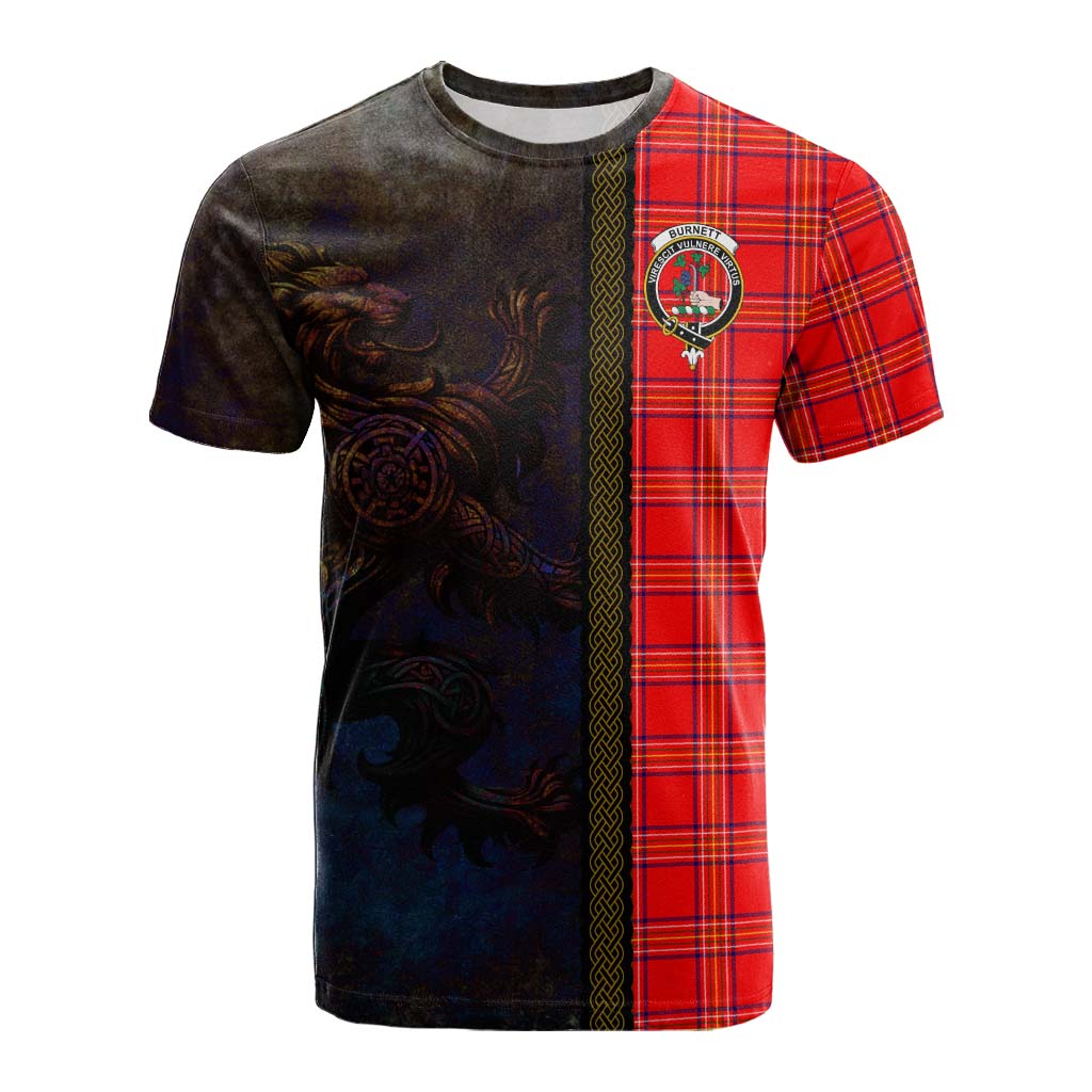 Tartan Vibes Clothing Burnett Tartan Family Crest Cotton T-shirt Alba Gu Brath Be Brave Lion Ancient Style