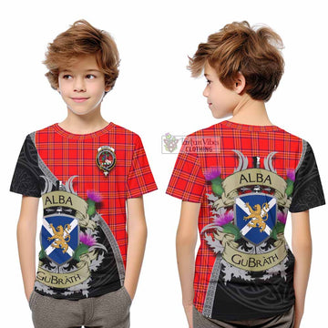 Tartan Vibes Clothing Burnett Tartan Family Crest Kid T-Shirt Lion Rampant Royal Thistle Shield Celtic Inspired