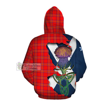 Tartan Vibes Clothing Burnett Tartan Family Crest Cotton Hoodie Scottish Thistle Celtic Inspired