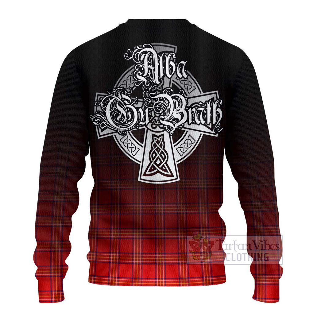 Tartan Vibes Clothing Burnett Tartan Knitted Sweater Featuring Alba Gu Brath Family Crest Celtic Inspired