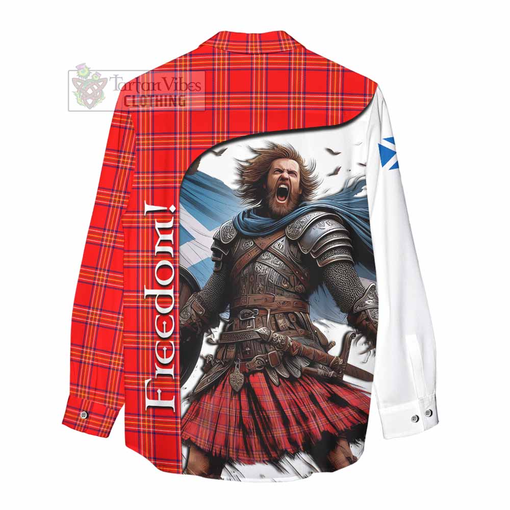 Tartan Vibes Clothing Burnett Crest Tartan Women's Casual Shirt Inspired by the Freedom of Scottish Warrior