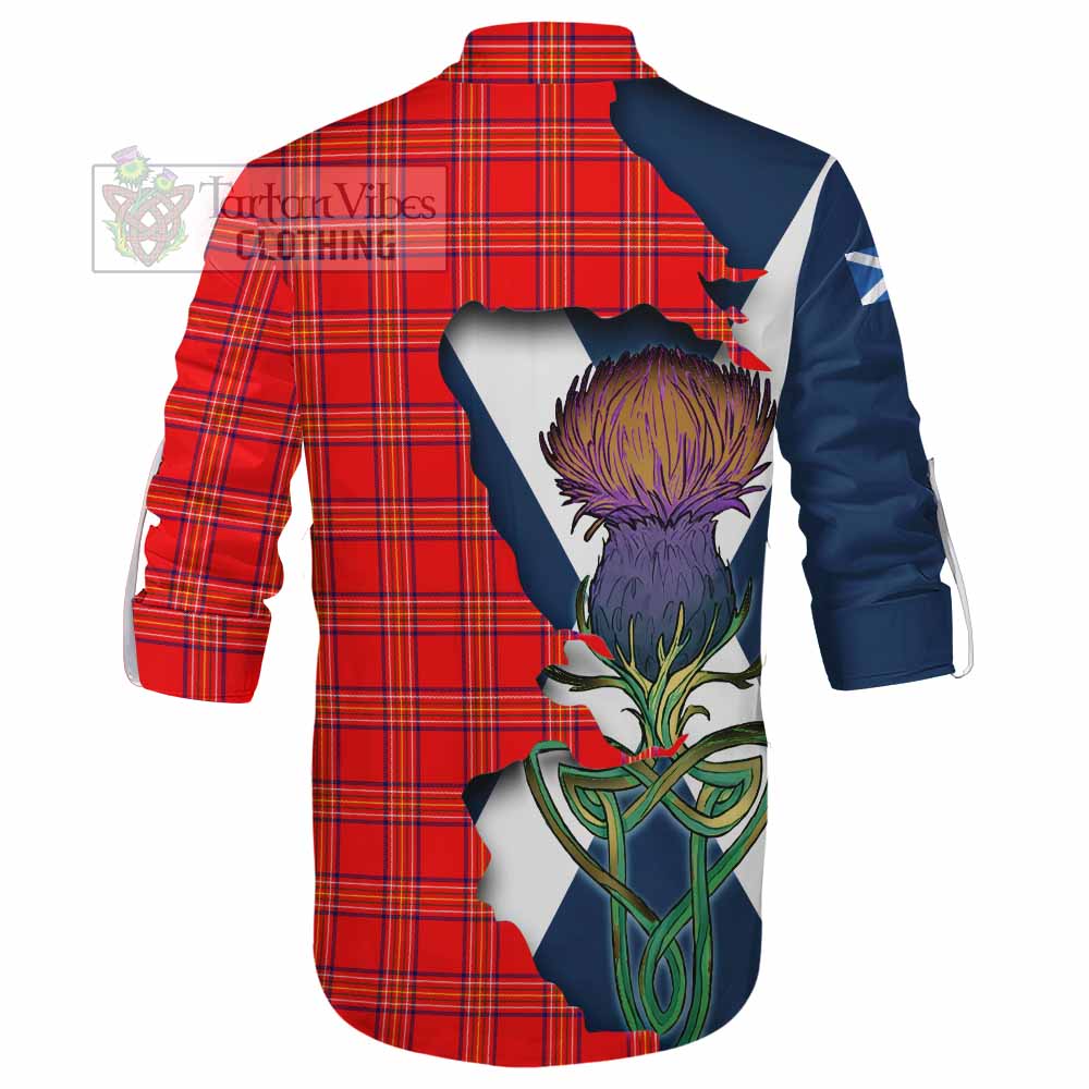 Tartan Vibes Clothing Burnett Tartan Family Crest Ghillie Kilt Shirt Scottish Thistle Celtic Inspired
