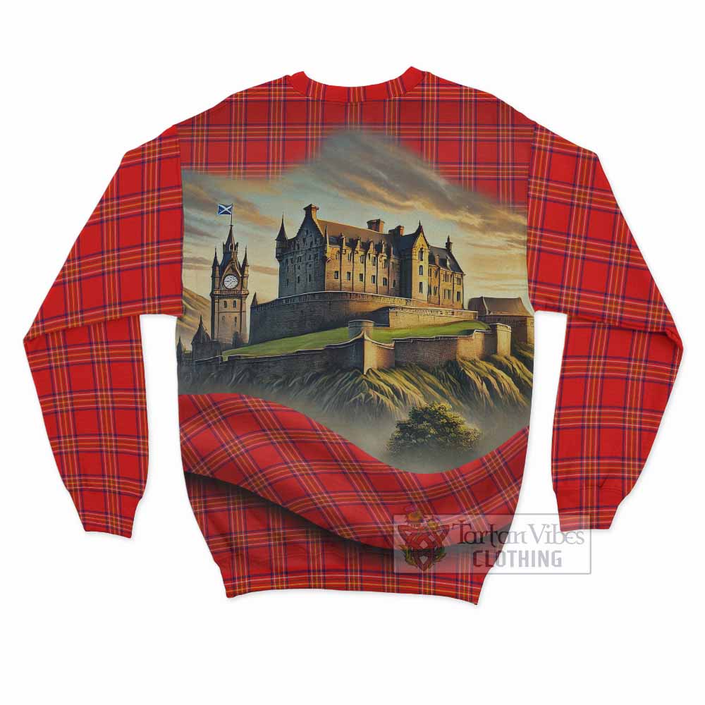 Tartan Vibes Clothing Burnett Tartan Family Crest Sweatshirt with Scottish Ancient Castle Style