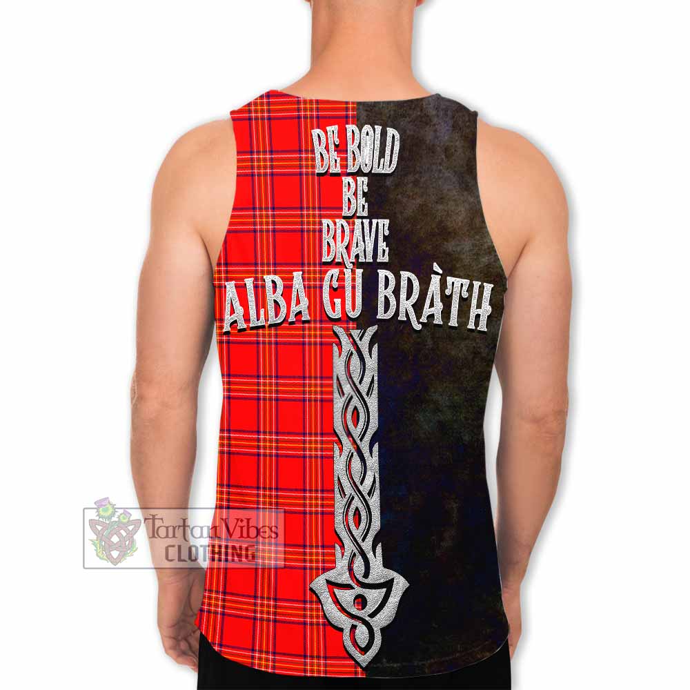 Tartan Vibes Clothing Burnett Tartan Family Crest Men's Tank Top Alba Gu Brath Be Brave Lion Ancient Style