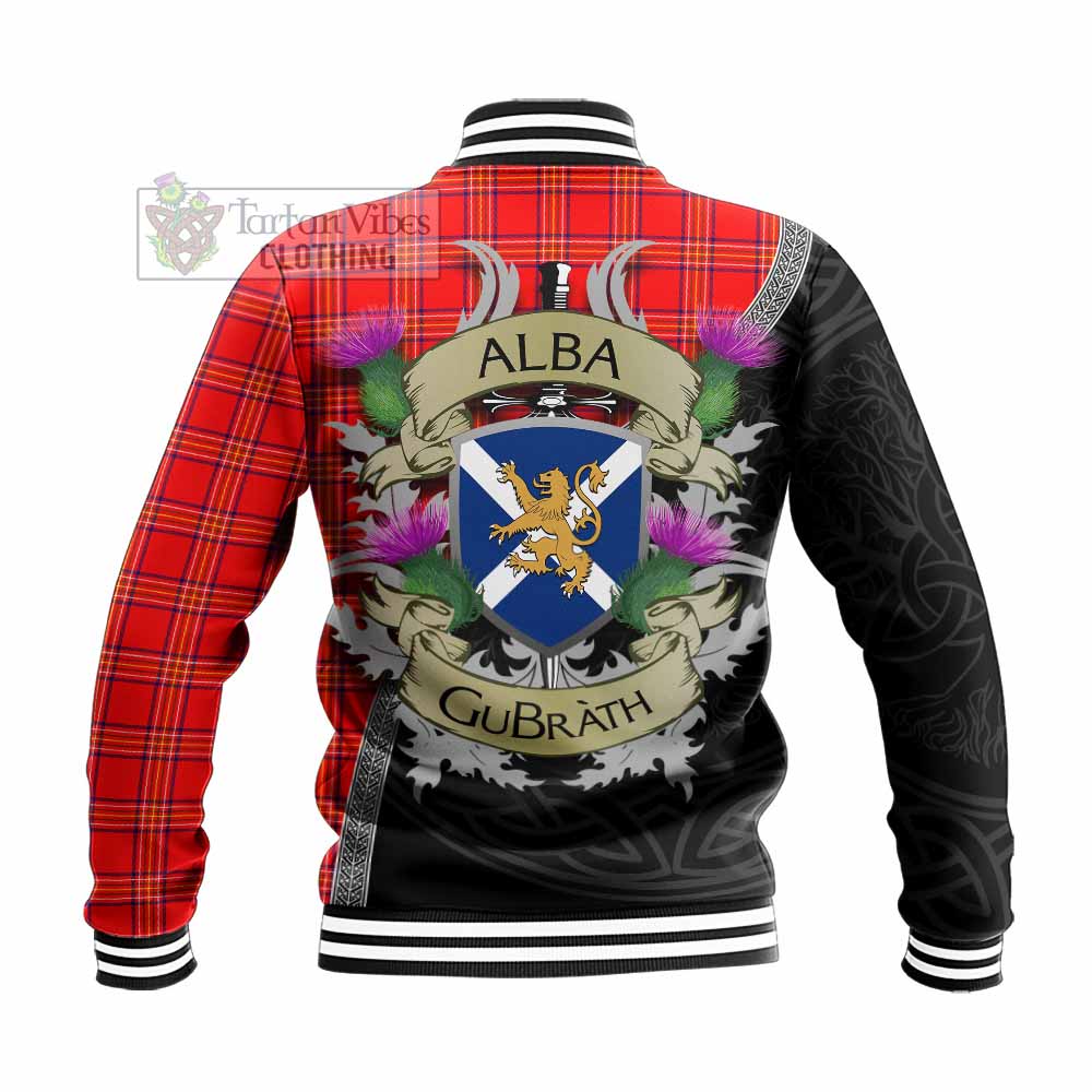 Tartan Vibes Clothing Burnett Tartan Family Crest Baseball Jacket Lion Rampant Royal Thistle Shield Celtic Inspired