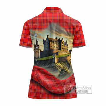 Tartan Vibes Clothing Burnett Tartan Family Crest Women's Polo Shirt with Scottish Ancient Castle Stype