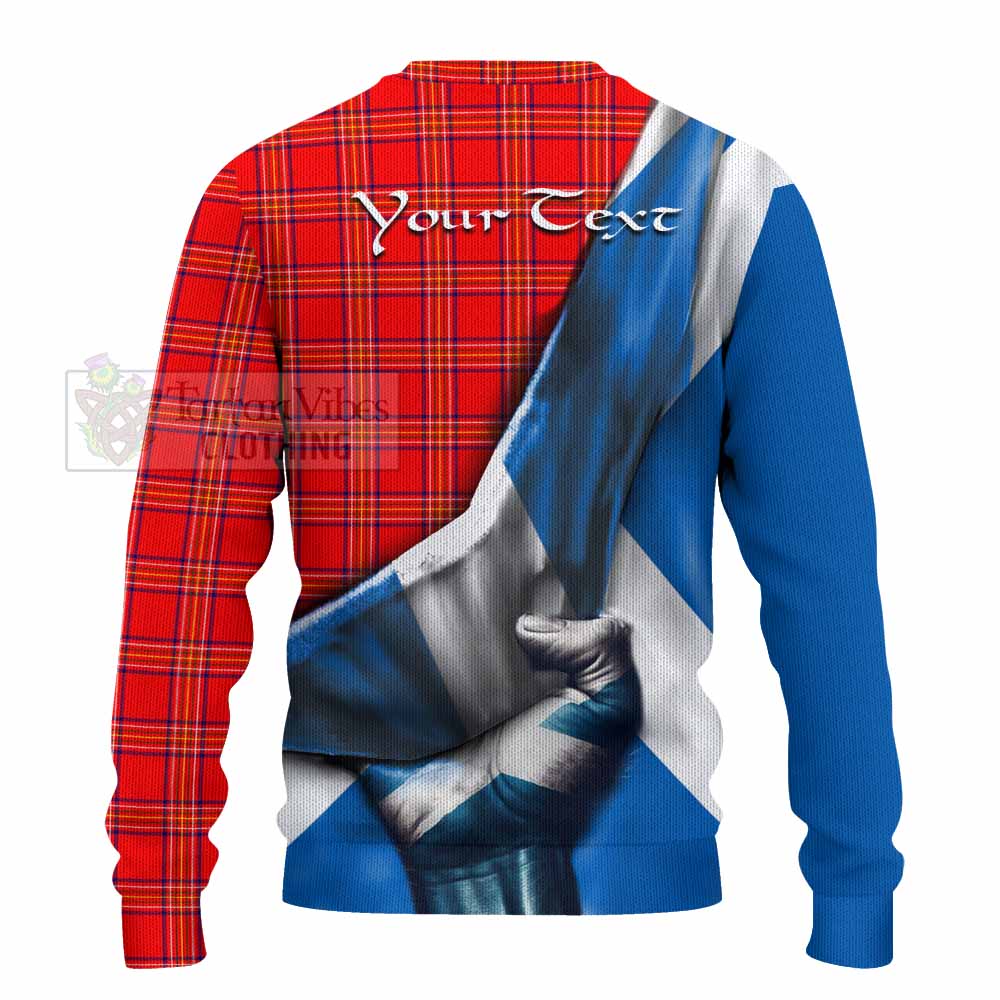 Tartan Vibes Clothing Burnett Tartan Knitted Sweater with Family Crest Scotland Patriotic Style