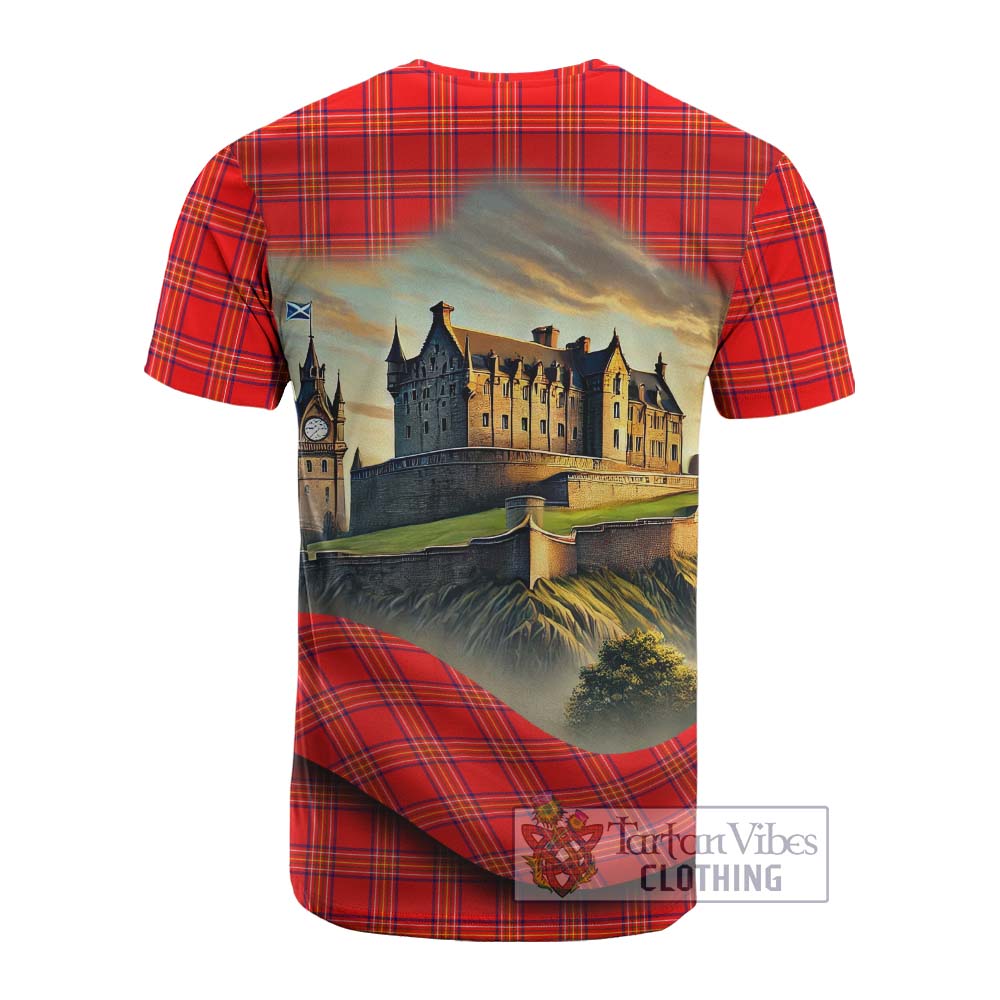 Tartan Vibes Clothing Burnett Tartan Family Crest Cotton T-shirt with Scottish Ancient Castle Style