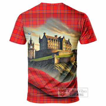 Burnett Tartan Family Crest T-Shirt with Scottish Ancient Castle Style