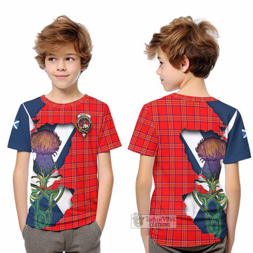 Tartan Vibes Clothing Burnett Tartan Family Crest Kid T-Shirt Scottish Thistle Celtic Inspired