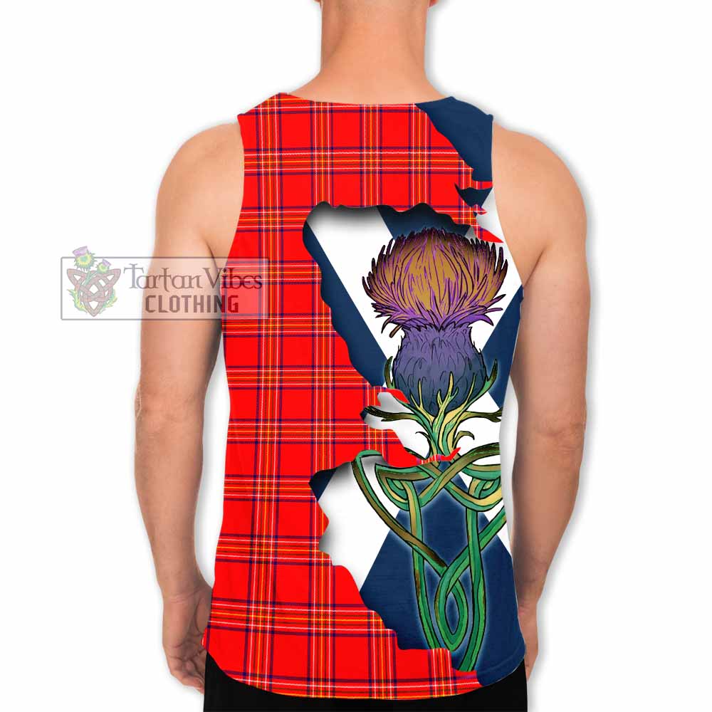 Tartan Vibes Clothing Burnett Tartan Family Crest Men's Tank Top Scottish Thistle Celtic Inspired