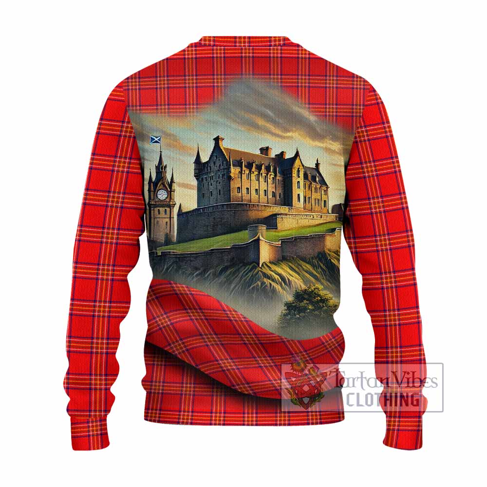 Tartan Vibes Clothing Burnett Tartan Family Crest Knitted Sweater with Scottish Ancient Castle Style