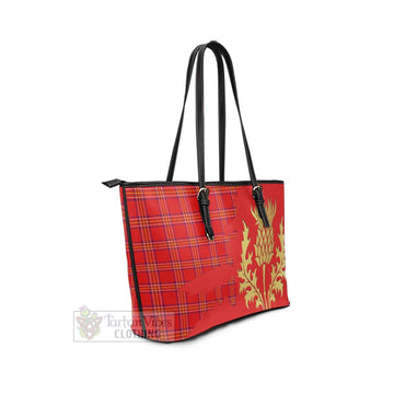 Burnett Tartan Leather Tote Bag Gold Thistle Style