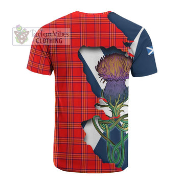 Burnett Tartan Family Crest Cotton T-shirt Scottish Thistle Celtic Inspired