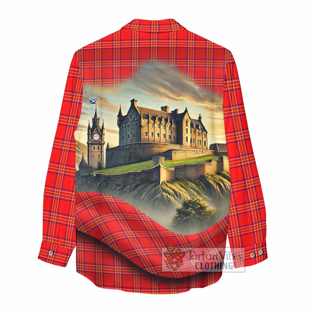 Tartan Vibes Clothing Burnett Tartan Family Crest Women's Casual Shirt with Scottish Ancient Castle Style