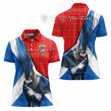 Tartan Vibes Clothing Burnett Tartan Women's Polo Shirt with Family Crest Scotland Patriotic Style
