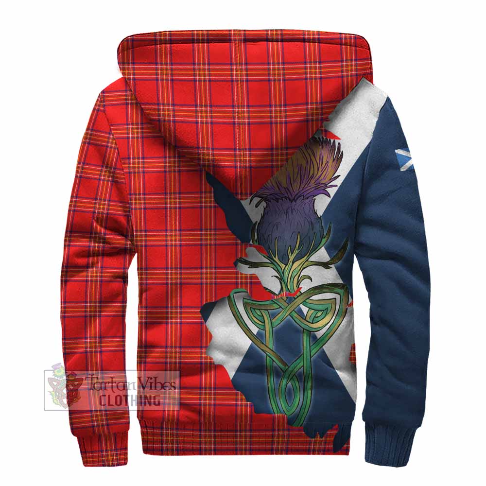 Tartan Vibes Clothing Burnett Tartan Family Crest Sherpa Hoodie Scottish Thistle Celtic Inspired