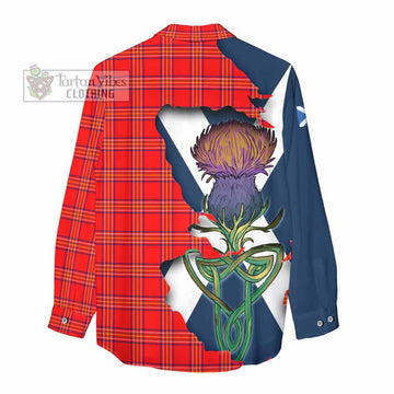 Tartan Vibes Clothing Burnett Tartan Family Crest Women's Casual Shirt Scottish Thistle Celtic Inspired