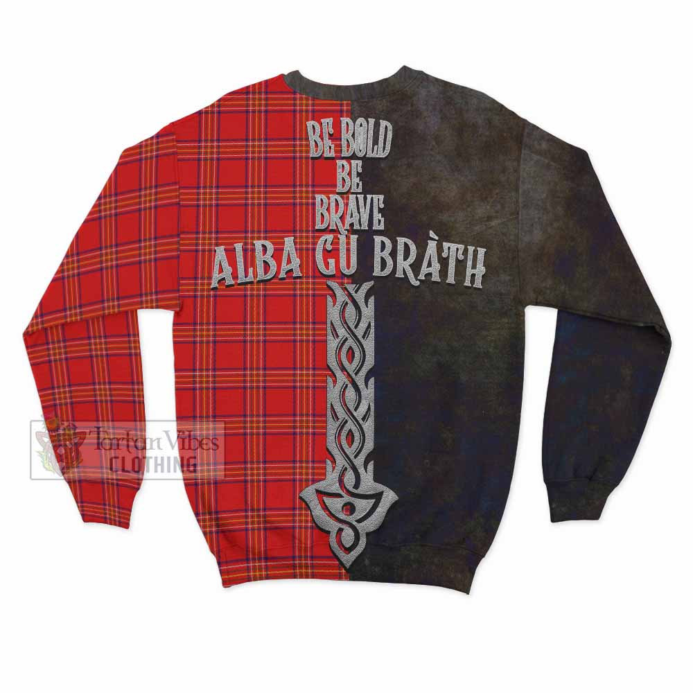 Tartan Vibes Clothing Burnett Tartan Family Crest Sweatshirt Alba Gu Brath Be Brave Lion Ancient Style