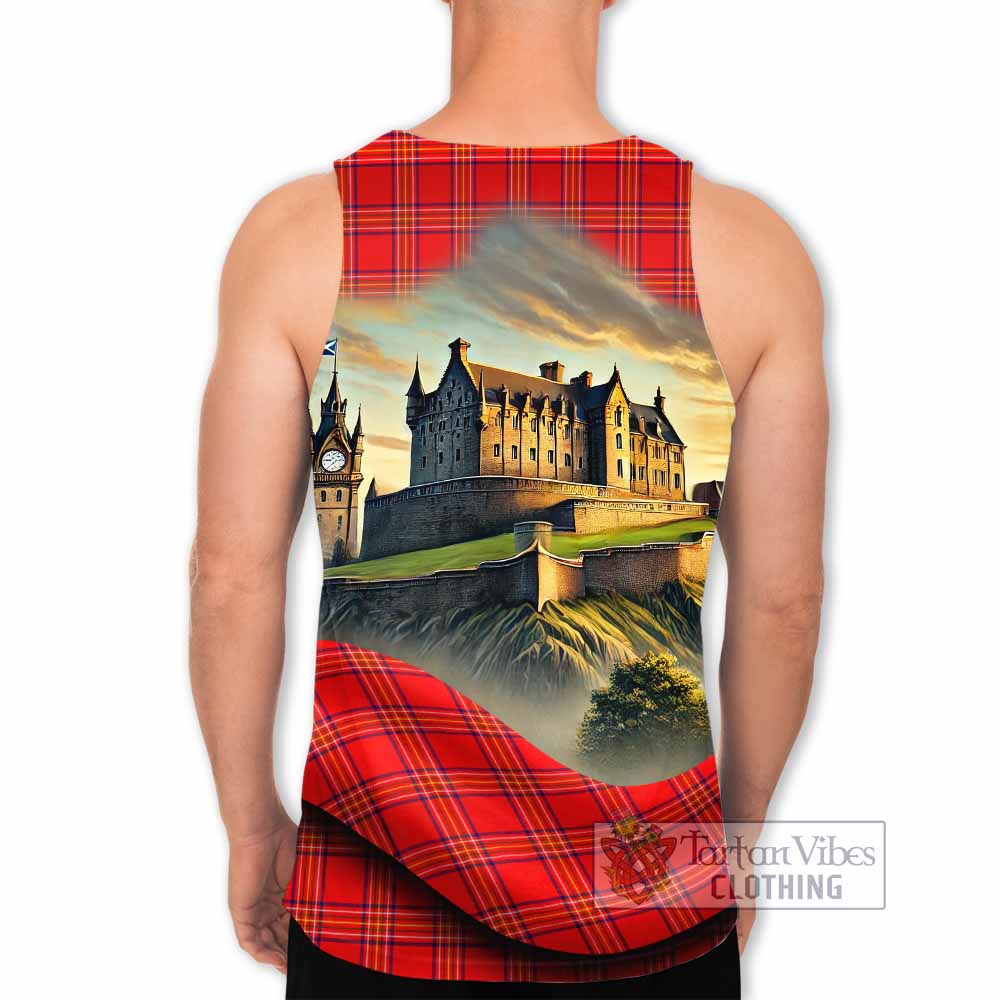Tartan Vibes Clothing Burnett Tartan Family Crest Men's Tank Top with Scottish Ancient Castle Style