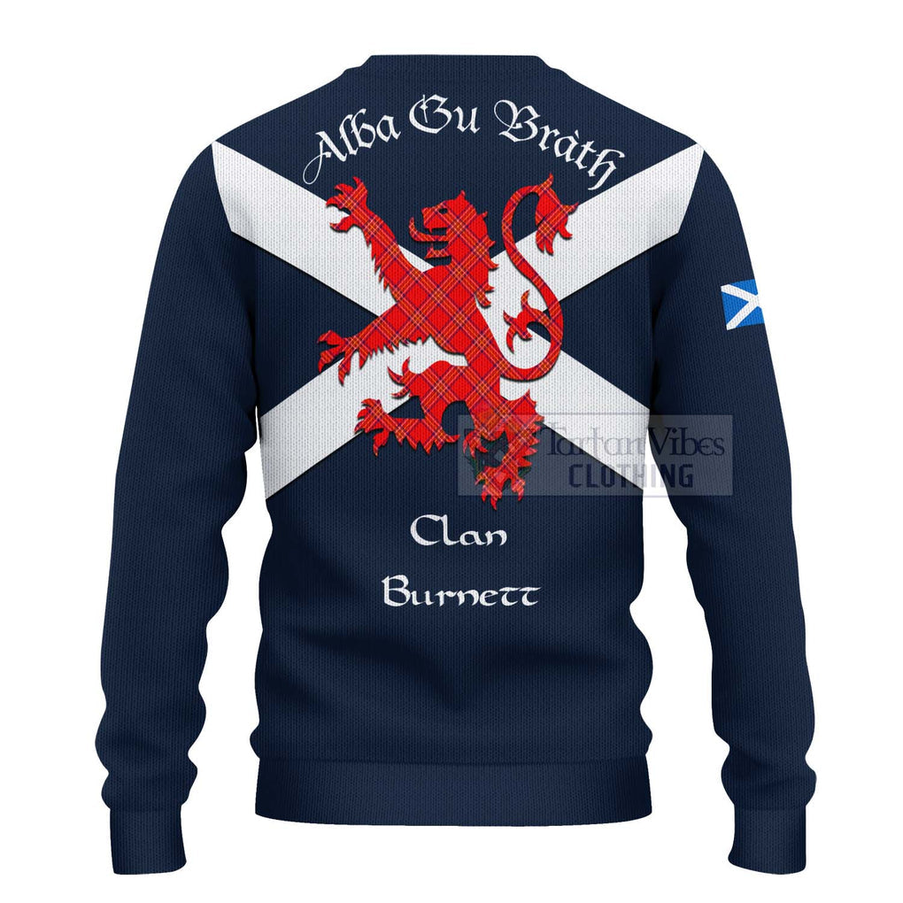 Tartan Vibes Clothing Burnett Tartan Lion Rampant Knitted Sweater – Proudly Display Your Heritage with Alba Gu Brath and Clan Name