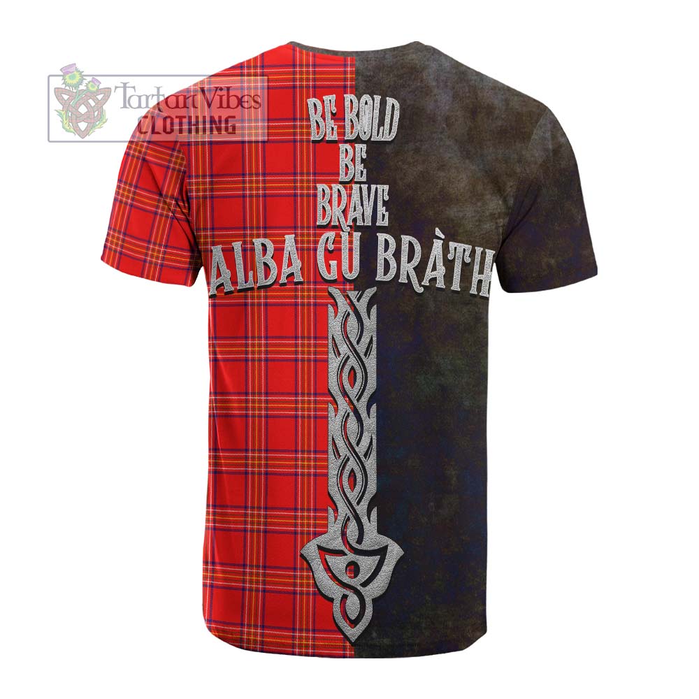 Tartan Vibes Clothing Burnett Tartan Family Crest Cotton T-shirt Alba Gu Brath Be Brave Lion Ancient Style