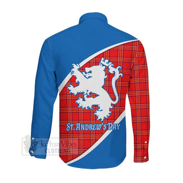 Tartan Vibes Clothing Burnett Family Crest Tartan Long Sleeve Button Shirt Celebrate Saint Andrew's Day in Style