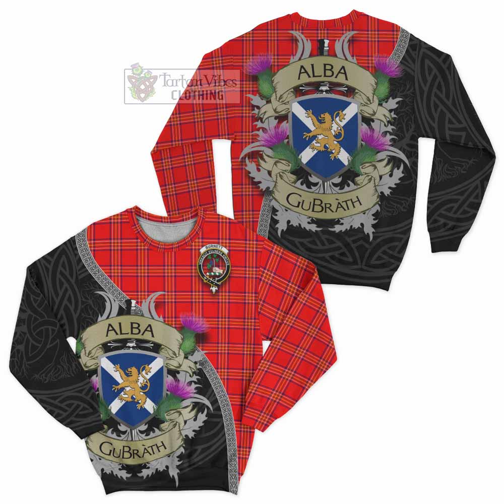 Tartan Vibes Clothing Burnett Tartan Family Crest Sweatshirt Lion Rampant Royal Thistle Shield Celtic Inspired