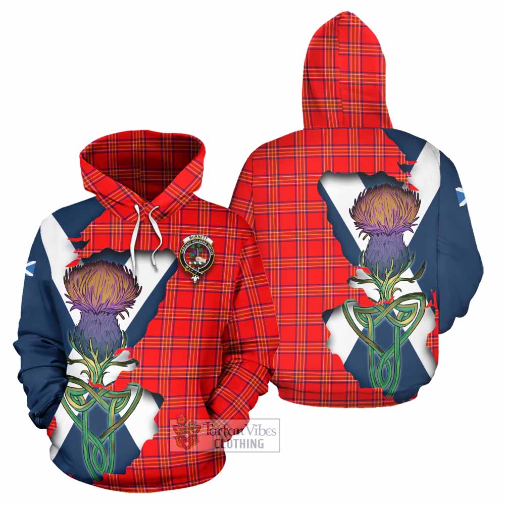 Tartan Vibes Clothing Burnett Tartan Family Crest Hoodie Scottish Thistle Celtic Inspired