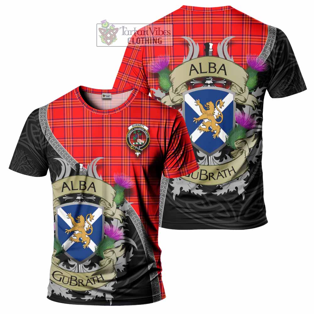 Tartan Vibes Clothing Burnett Tartan Family Crest T-Shirt Lion Rampant Royal Thistle Shield Celtic Inspired