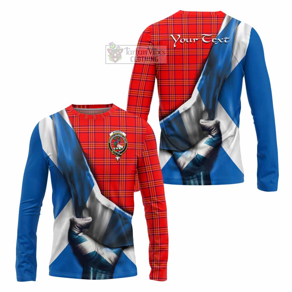 Tartan Vibes Clothing Burnett Tartan Long Sleeve T-Shirt with Family Crest Scotland Patriotic Style