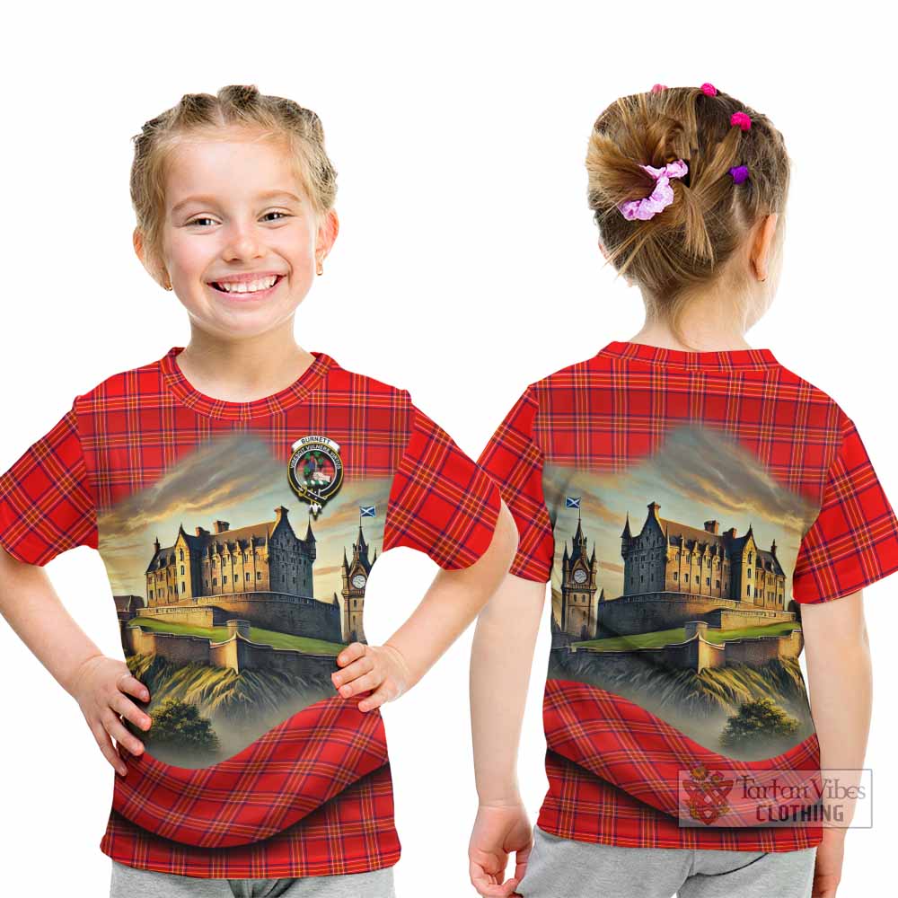 Tartan Vibes Clothing Burnett Tartan Family Crest Kid T-Shirt with Scottish Ancient Castle Style