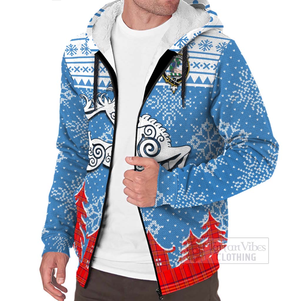 Burnett Clan Christmas Sherpa Hoodie Celtic Reindeer Style Unisex - Tartan Vibes Clothing