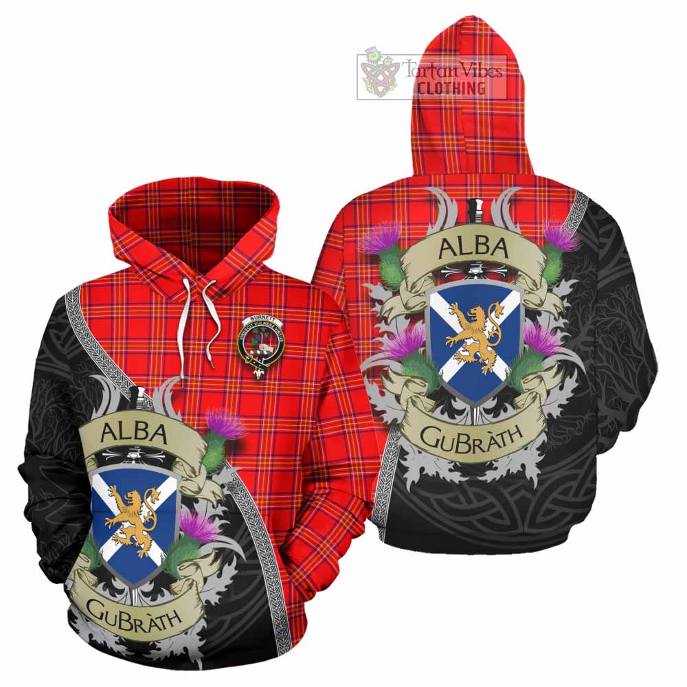 Tartan Vibes Clothing Burnett Tartan Family Crest Hoodie Lion Rampant Royal Thistle Shield Celtic Inspired