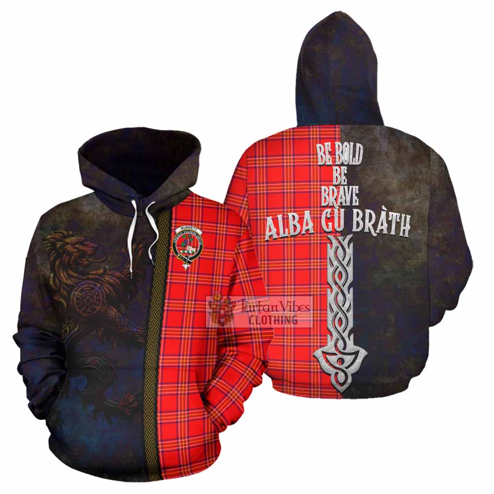 Tartan Vibes Clothing Burnett Tartan Family Crest Hoodie Alba Gu Brath Be Brave Lion Ancient Style